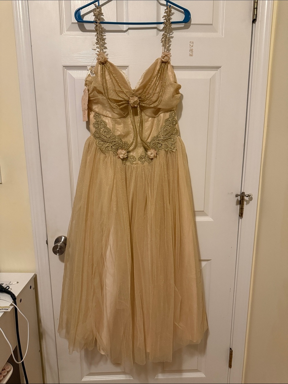 Girls' Gold Floral Tulle Party Dress